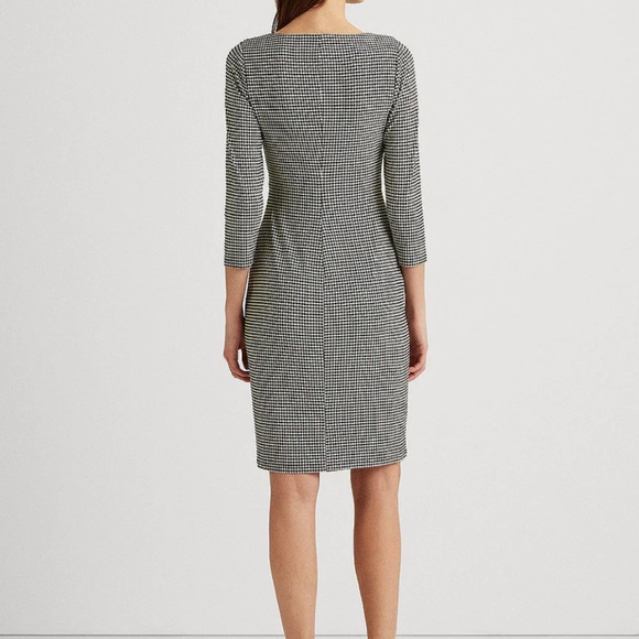 Lauren Ralph Lauren Houndstooth Pleated Jersey Dress Size 14 - Picture 4 of 10